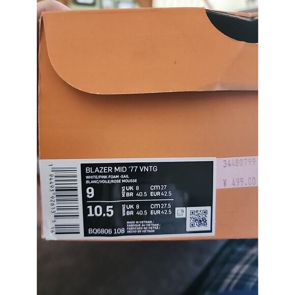 Nike Blazer Mid '77 VNTG White Pink Foam Sail BQ6806-108 Sizes M9 W9.5 RARE NIB - Picture 8 of 8